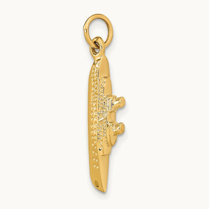 Solid Polished 3-D Cruise Ship Charm, 14K