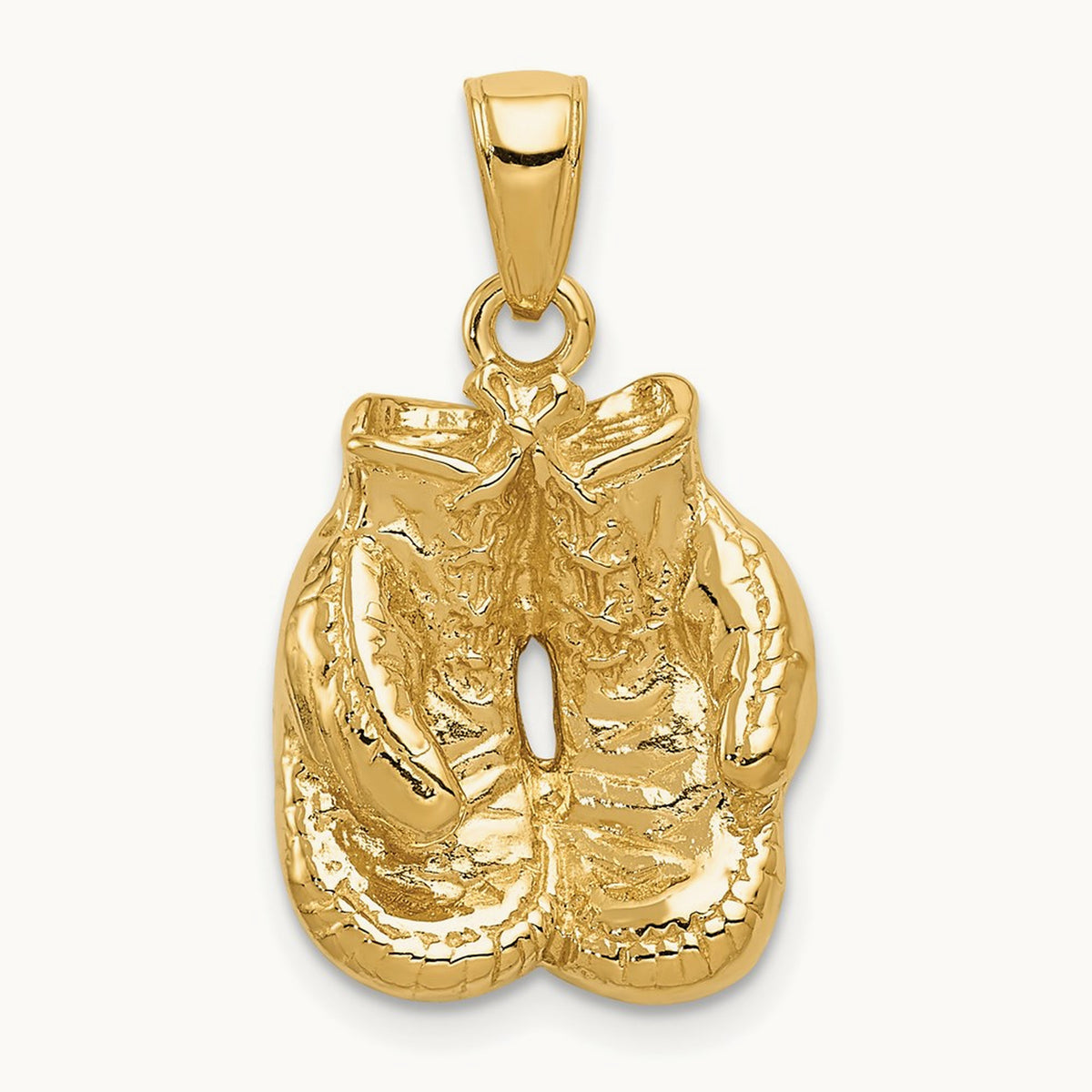 Solid Polished Open-Backed Boxing Gloves Pendant — 29mm