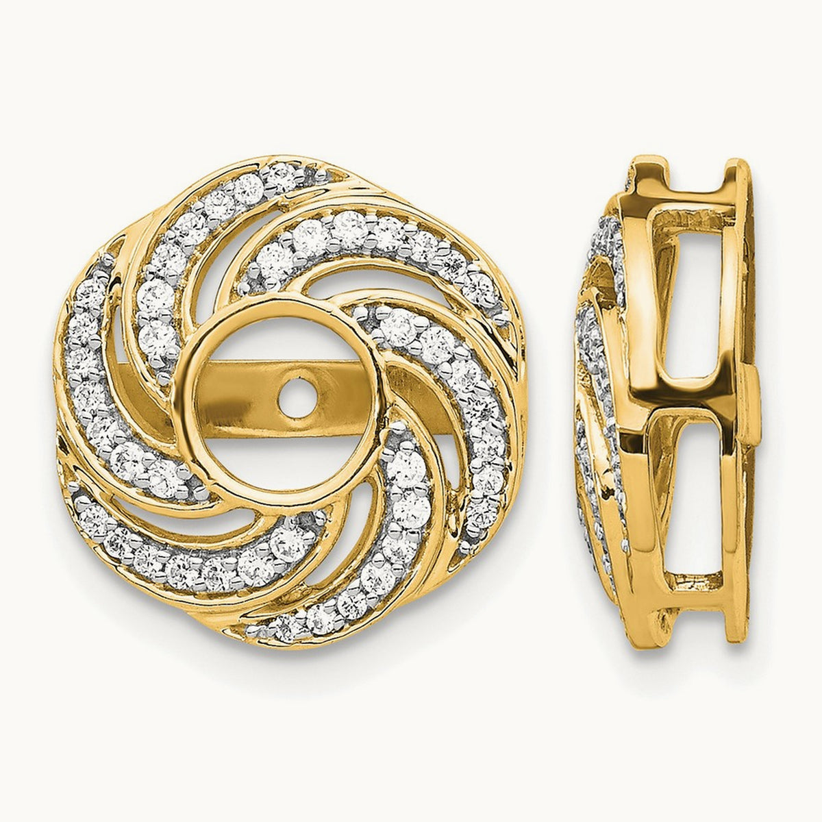 Swirl Diamond Jacket Earrings — 14K Yellow Gold, 0.324 ct