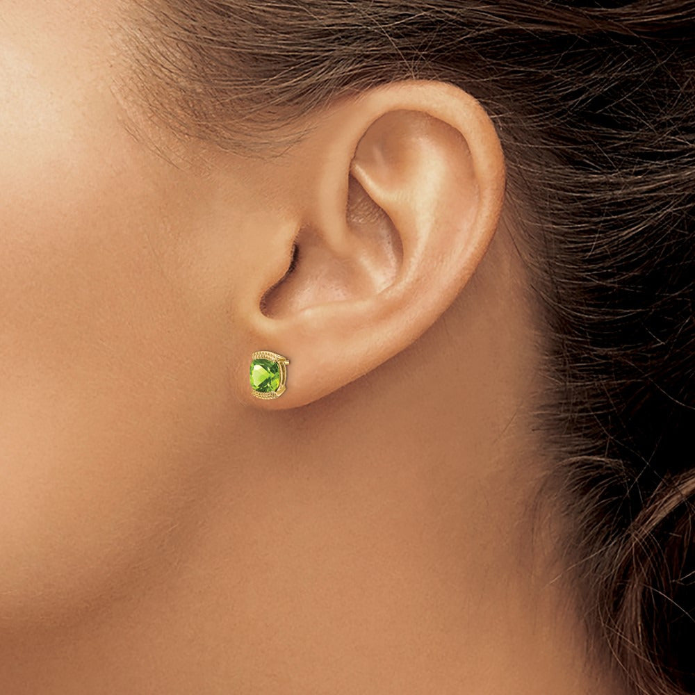 Peridot Post Earrings — 14K Yellow Gold