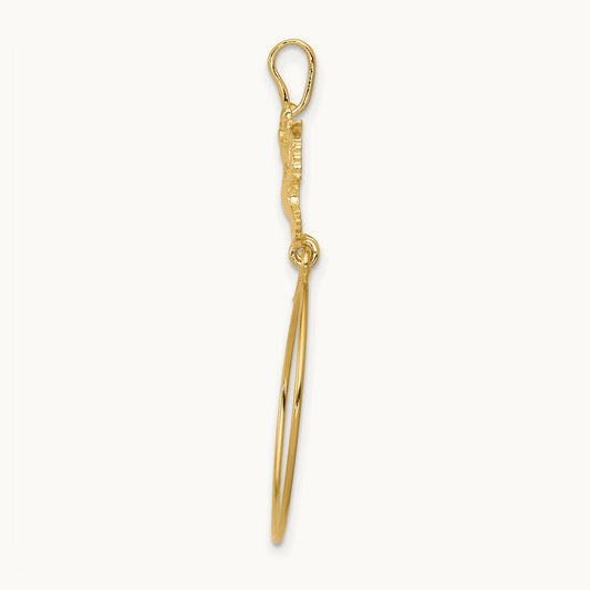 Polished Doves and Bow Charm Holder, 14K