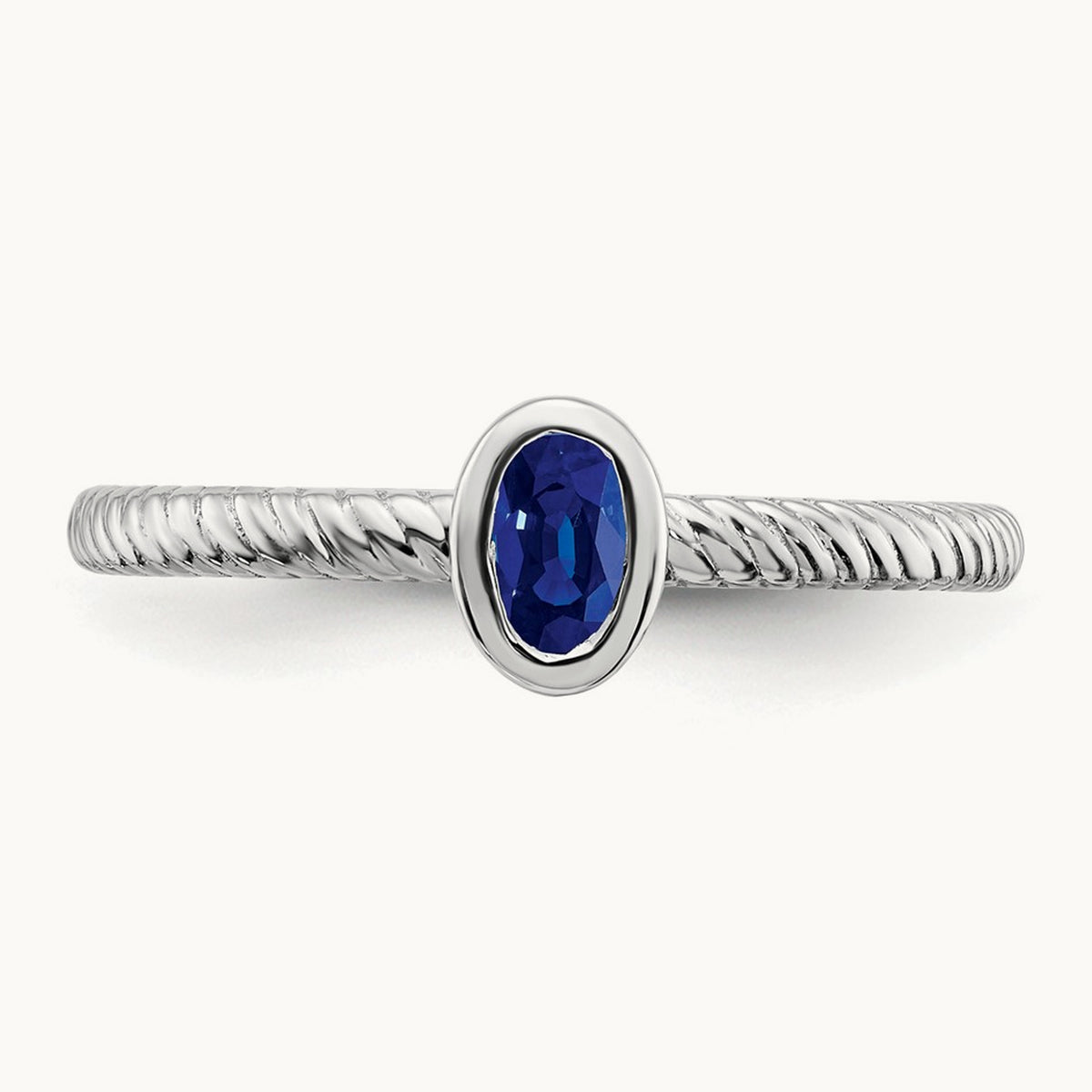 Oval Bezel Sapphire Ring, 14K White Gold