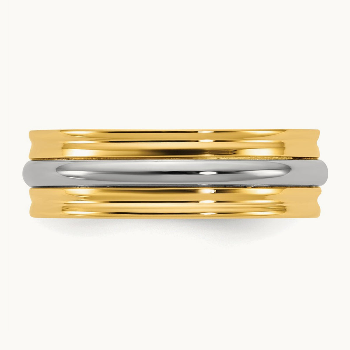 Y/W Single Banded Wedding Band, 6mm, 14K Two-tone
