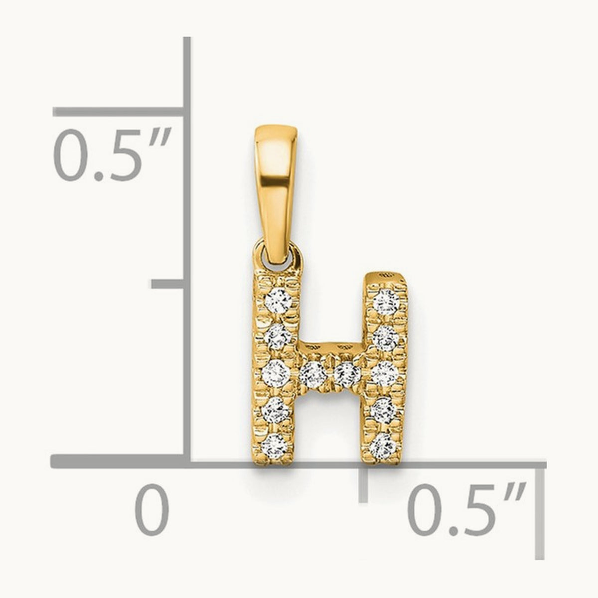 Diamond Initial with Bail Pendant — 14K Yellow Gold, H