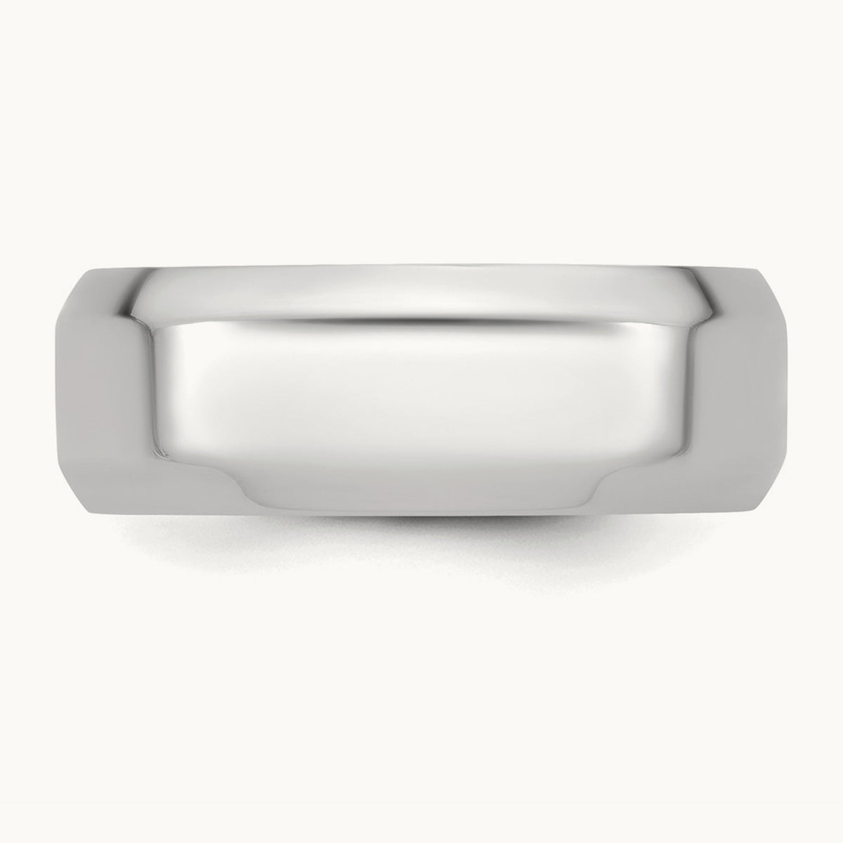 Bevel Edge Comfort Fit Band, 8mm, 10K White Gold