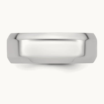 Bevel Edge Comfort Fit Band, 8mm, 10K White Gold