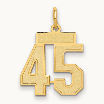 Small Satin Number 45 Charm, 14K