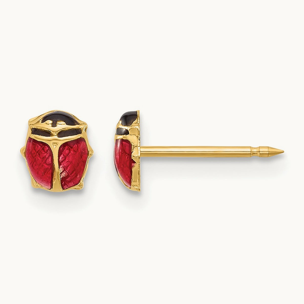 Inverness 14K Polished Enameled Ladybug Post Earrings