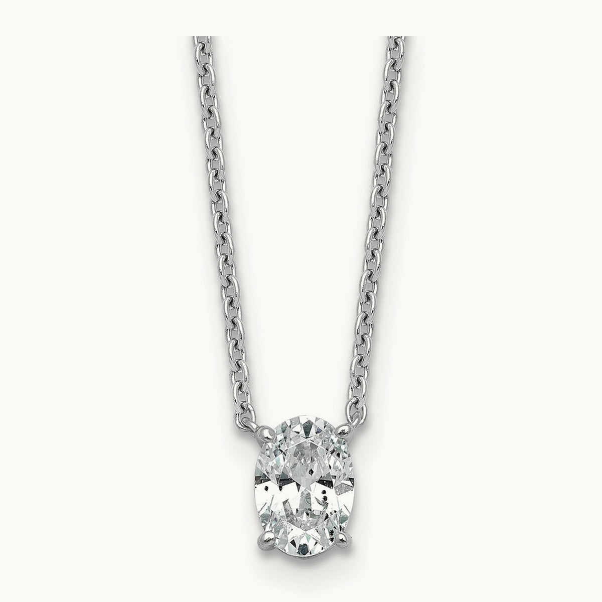 Oval Pendant Necklace, 0.25-4.00 ct tw Lab-Grown Diamond — 3/4 ct, VS (Best), 14K White Gold