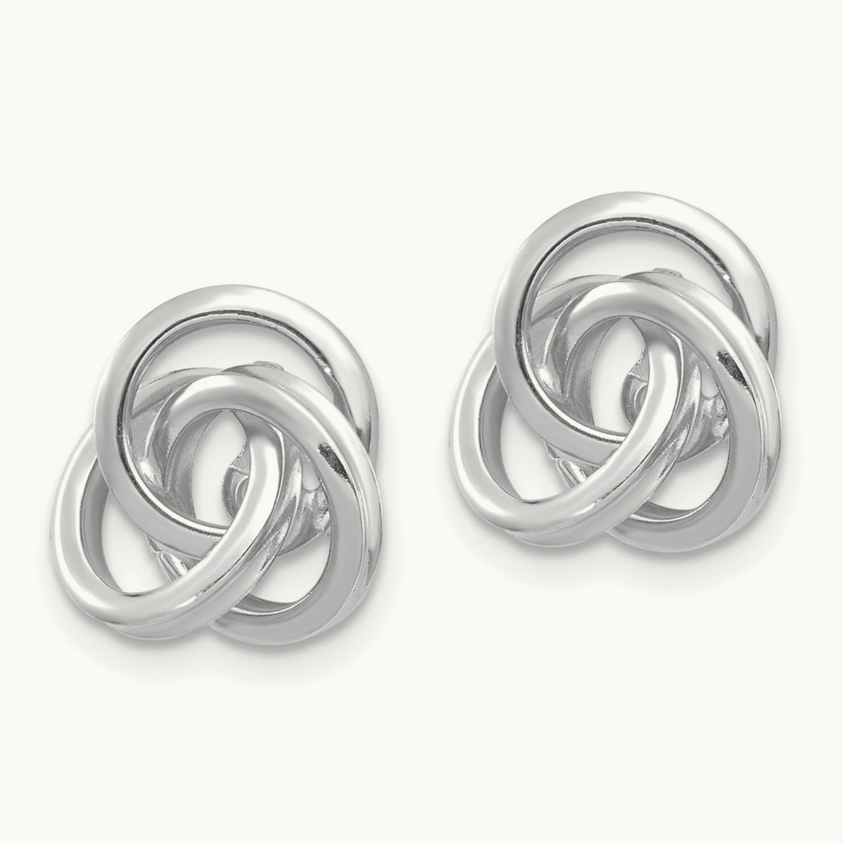 Polished Love Knot Earring Jackets — 14K White Gold, 12mm