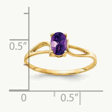 6x4mm Oval Amethyst ring, 14K