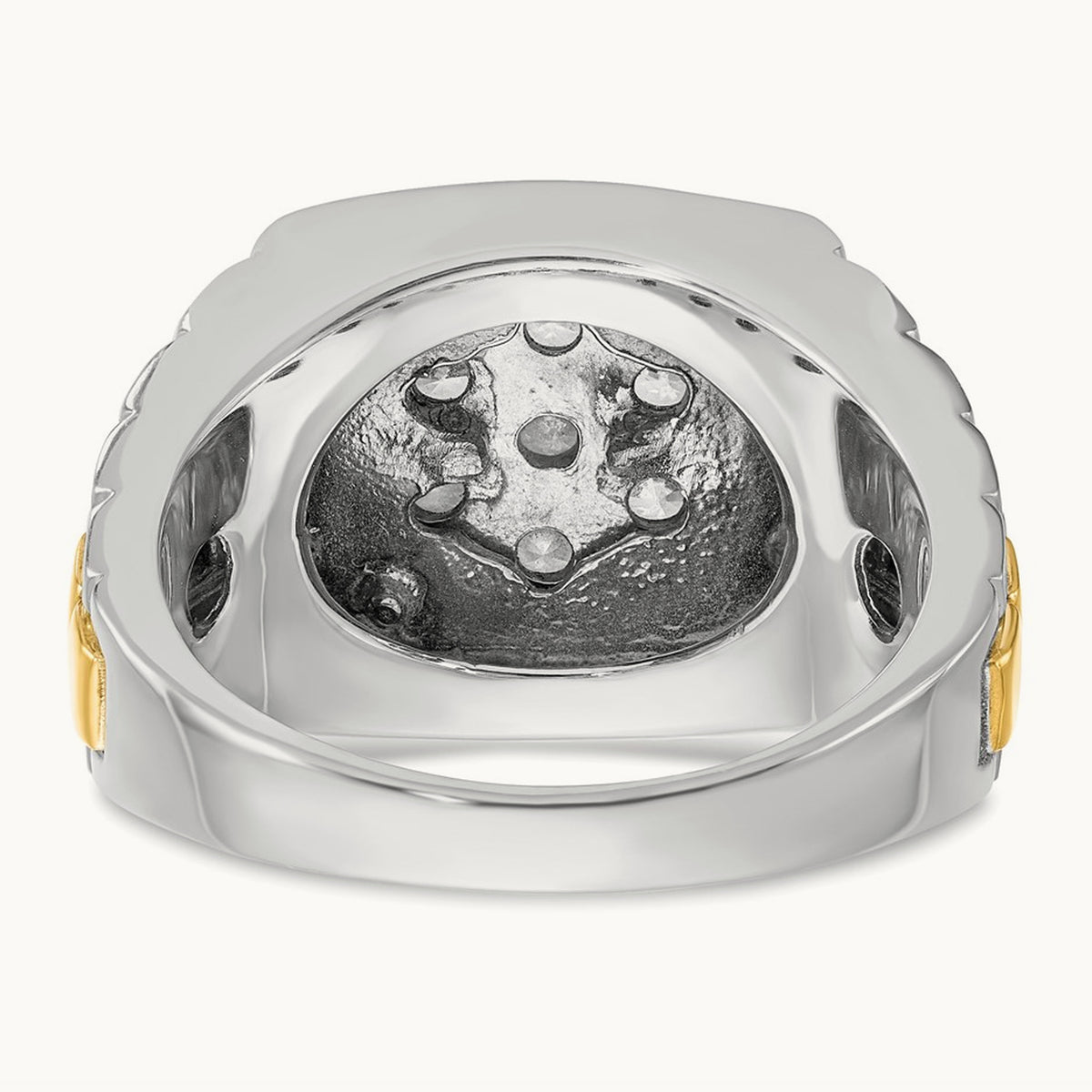 IBGoodman Men's Polished Satin & Textured Diamond Ring, 14K Two-tone