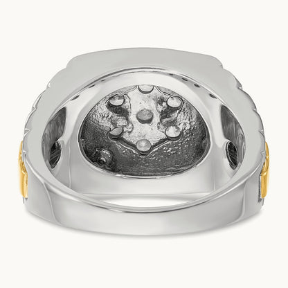 IBGoodman Men's Polished Satin & Textured Diamond Ring, 14K Two-tone