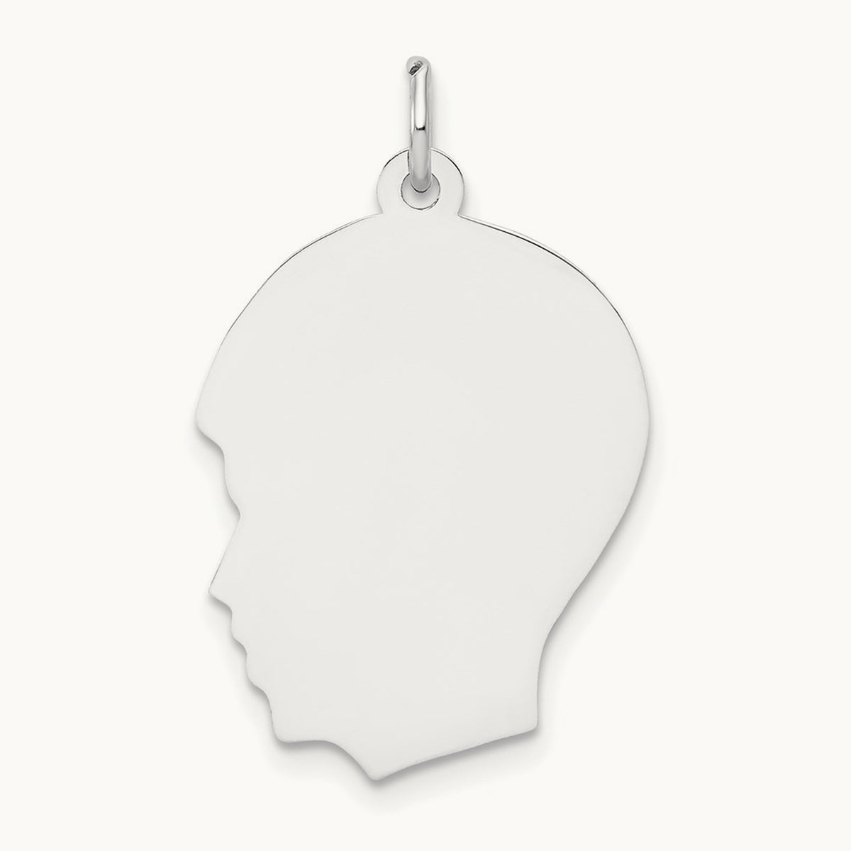 Plain Medium.013 Depth Facing Left Engravable Boy Charm — 27mm