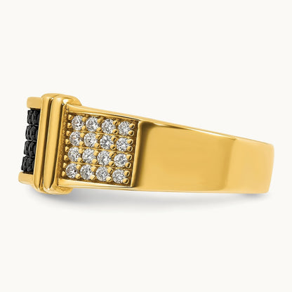 IBGoodman Men's Black and White Diamonds Complete Ring, 14K