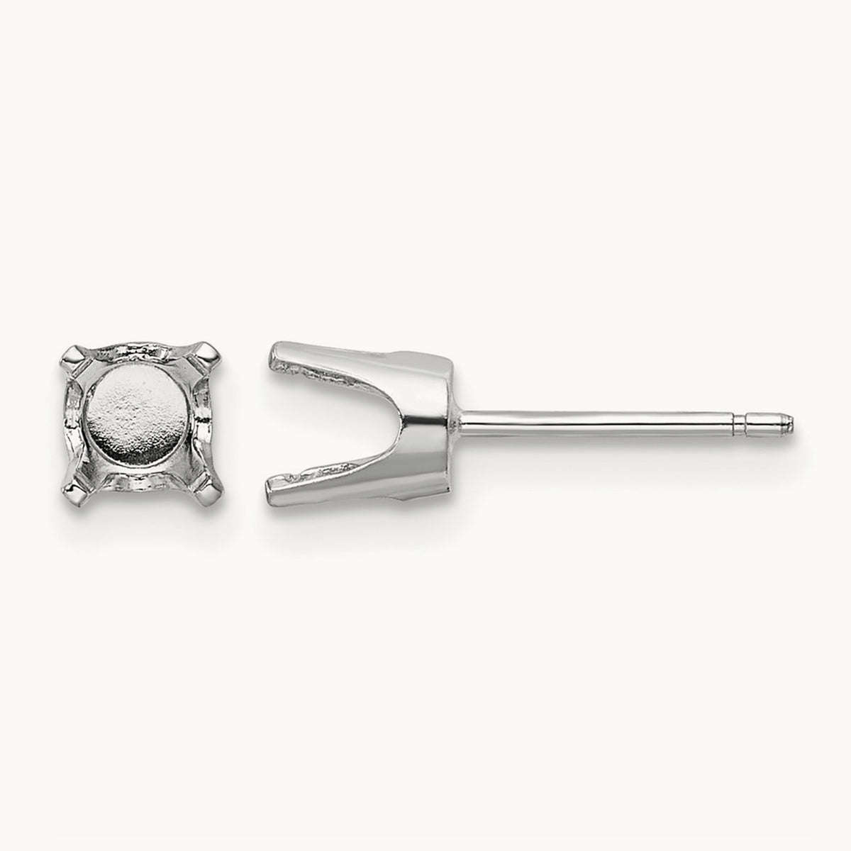 Setting: Round Stud Earring Mounting with backs — 14K White Gold