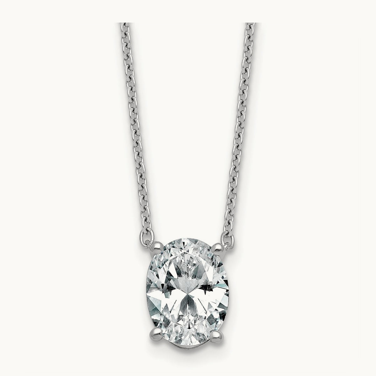 Oval Pendant Necklace, 0.25-4.00 ct tw Lab-Grown Diamond — 2 1/2 ct, 14K White Gold