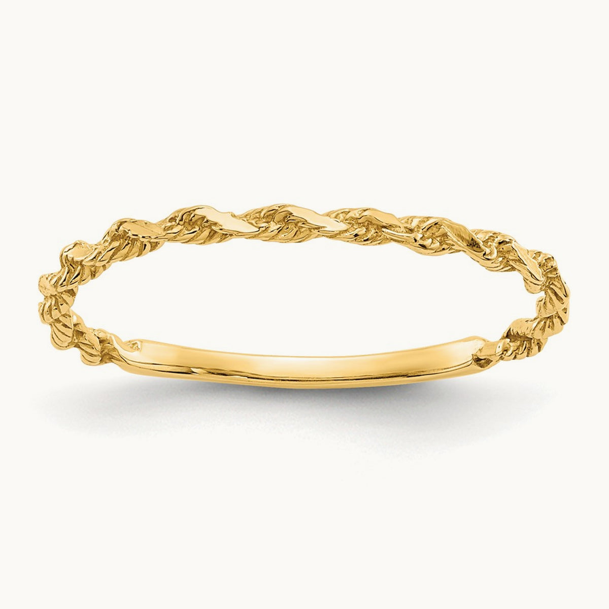 Diamond-cut Textured Rope Band Ring — 14K Yellow Gold