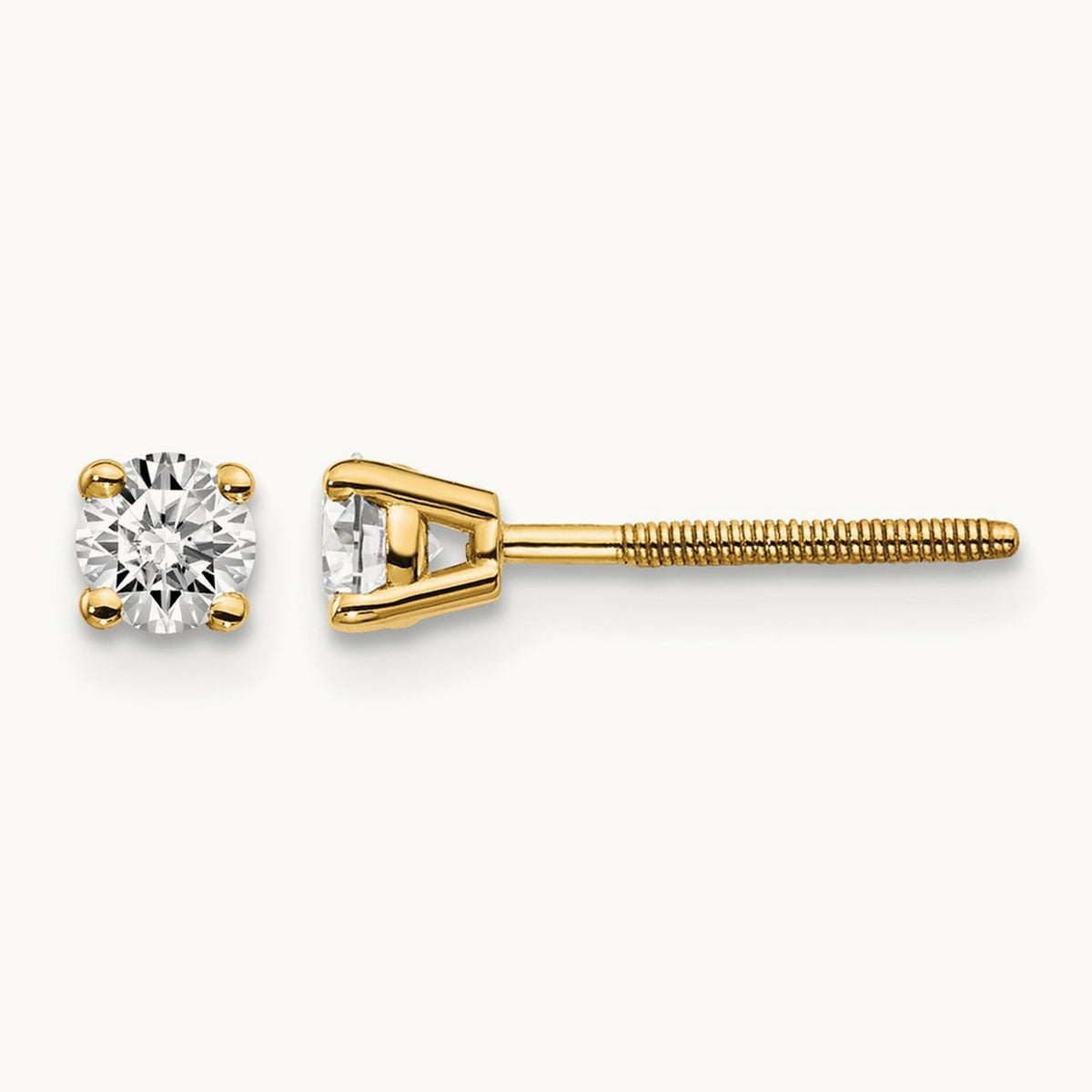 Round Diamond Stud Earrings — 14K Yellow Gold, 0.30 ct tw, VS2/SI1 G-I · screw back