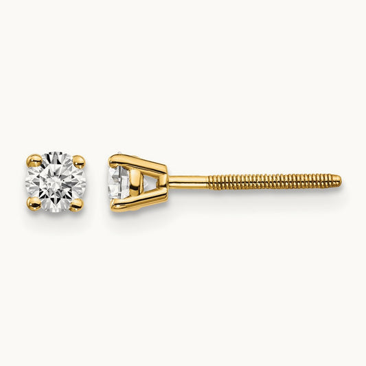 .30ct. SI3 G-I Diamond Stud Thread on/off Post Earrings, 14K Yellow Gold