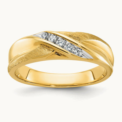 Polished/Satin Men's Ring, 0.10 ct tw Lab-Grown Diamond
