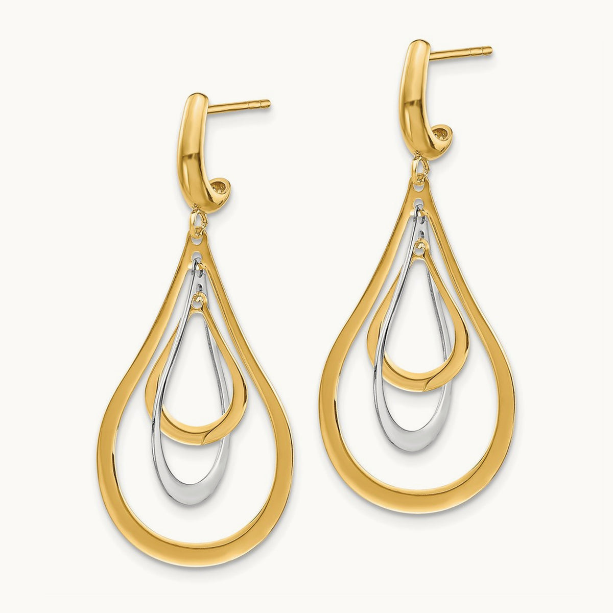 Polished Post Dangle Earrings, 14K Two-tone — Leslie's