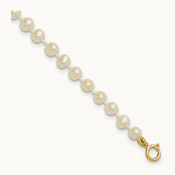 3- White Semi Round Freshwater Cultured Pearl Bracelet, 14K
