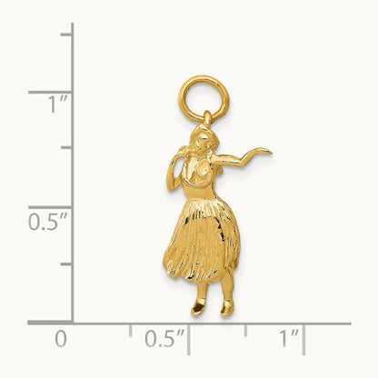 3-D Hula Dancer Charm, 14K