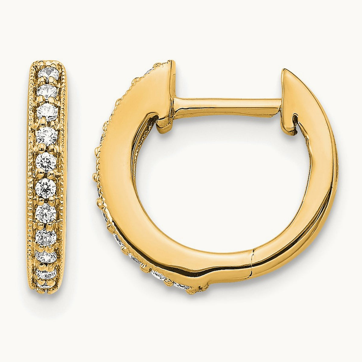 Diamond Hinged Hoop Earrings — 14K Yellow Gold