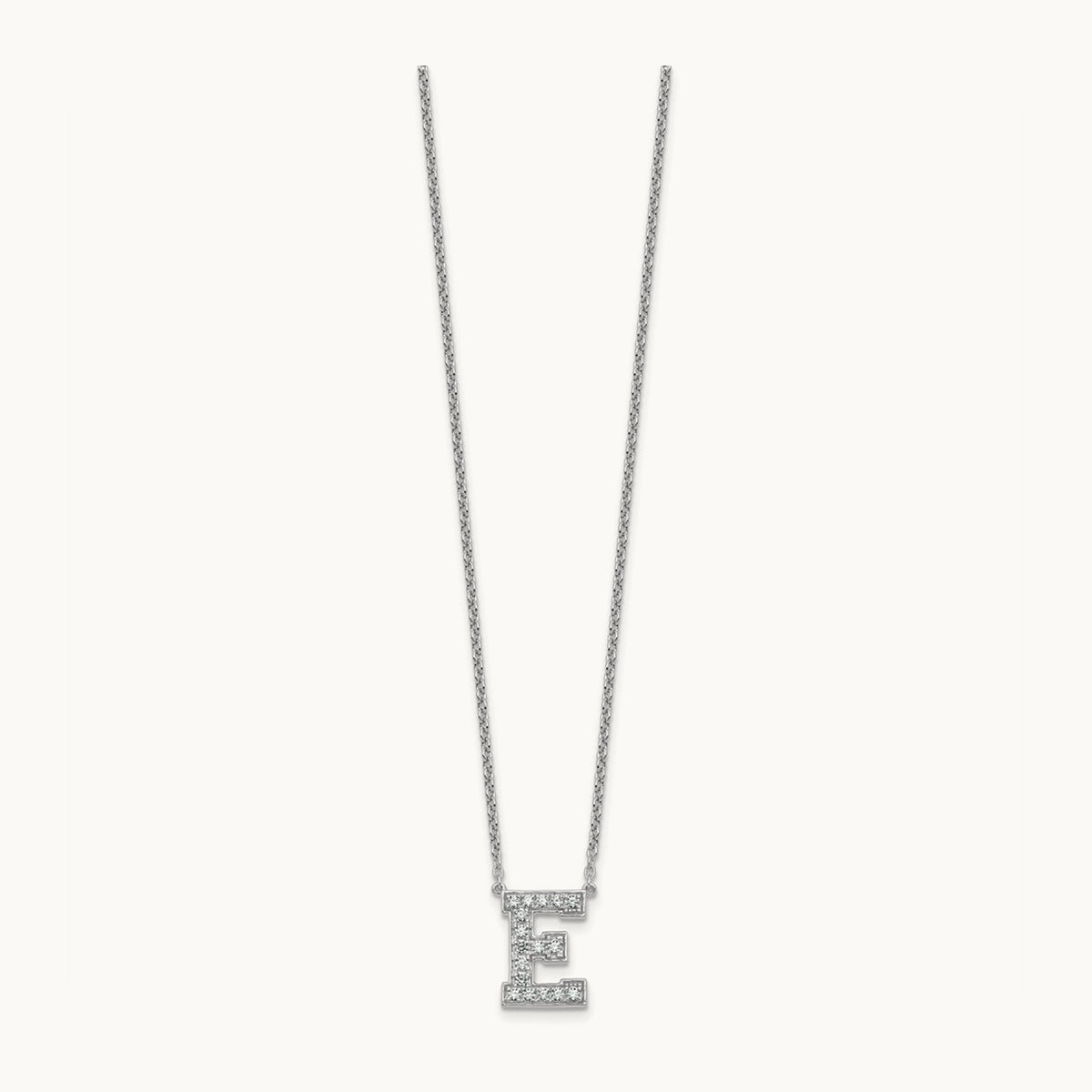 Initial Necklace — 14K White Gold, E, 3/8 ct