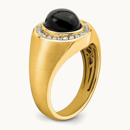 Oval Onyx Men's Ring, 0.25 ct tw Lab-Grown Diamond