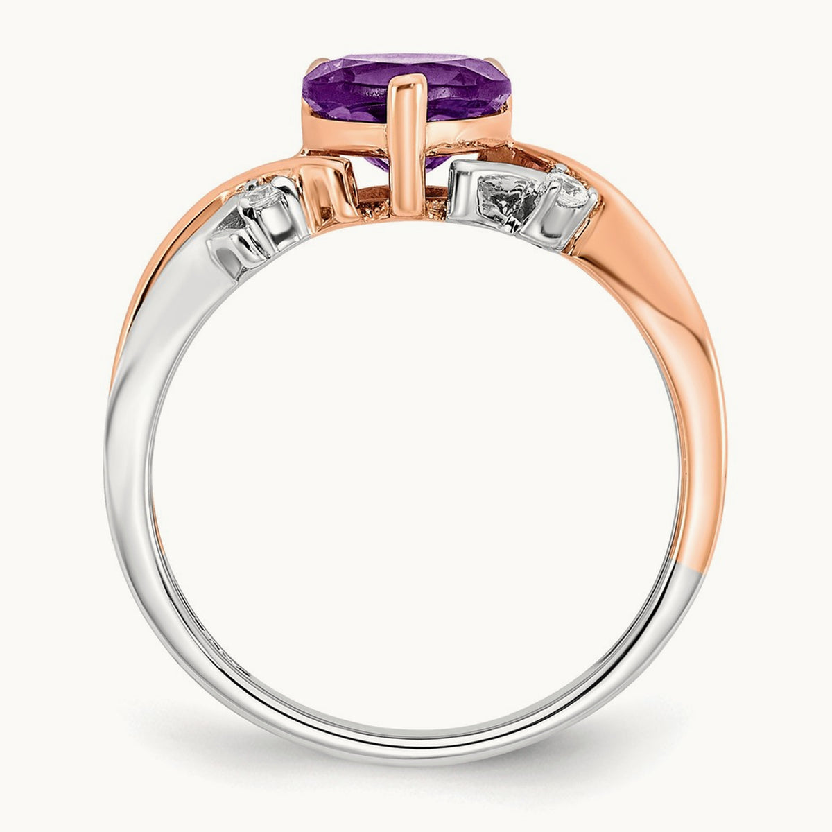 Heart Amethyst and Diamond Ring, 14K Two-tone