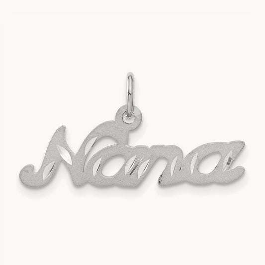 Satin NANA Charm, 14K White Gold