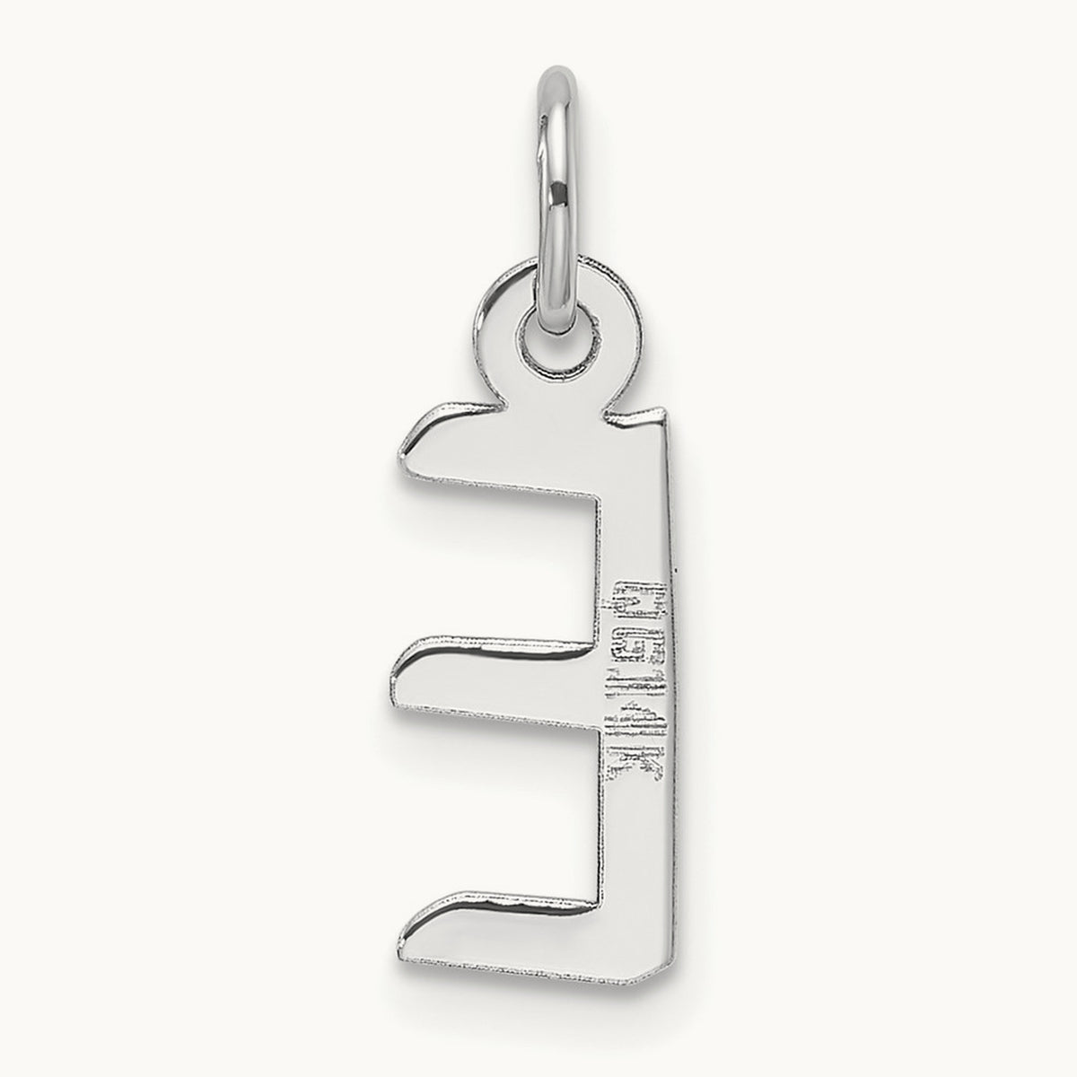 Slanted Block Initial Charm — 14K White Gold, E