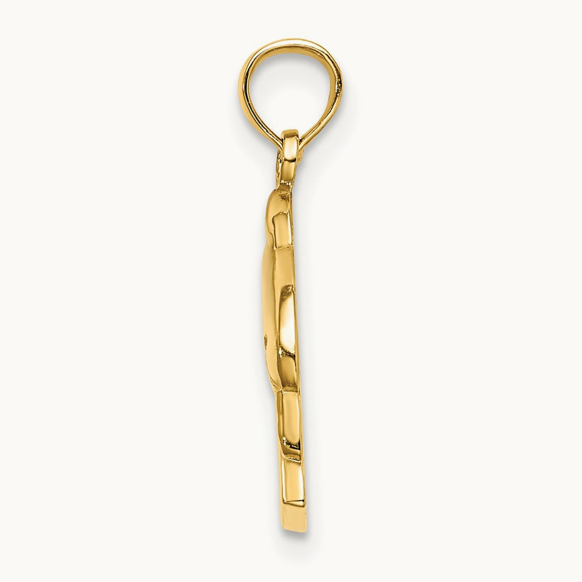 2-D CURACAO Under Polished Dolphin Charm, 14K