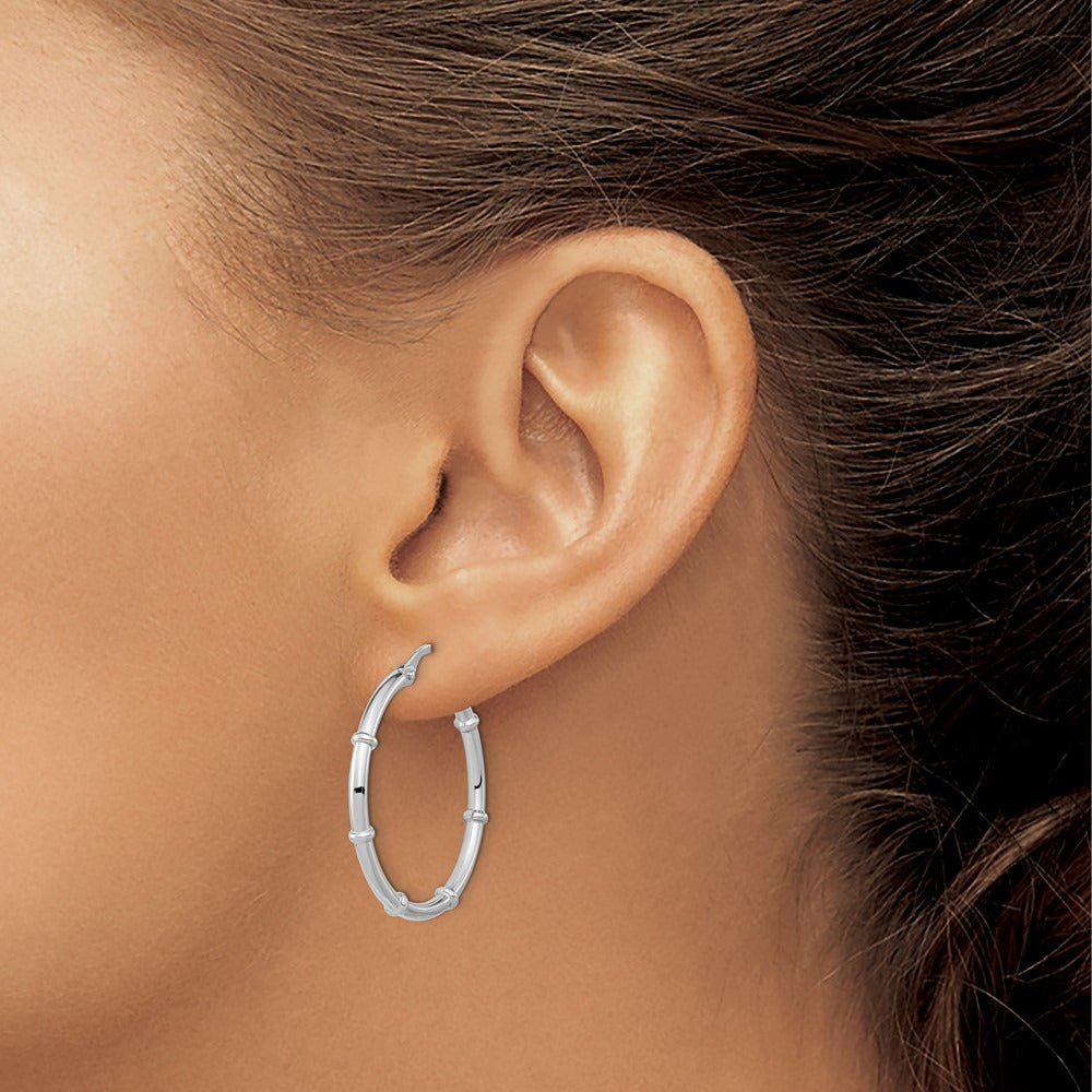 Polished Fancy Hoop Earrings — 14K White Gold, 28.75mm