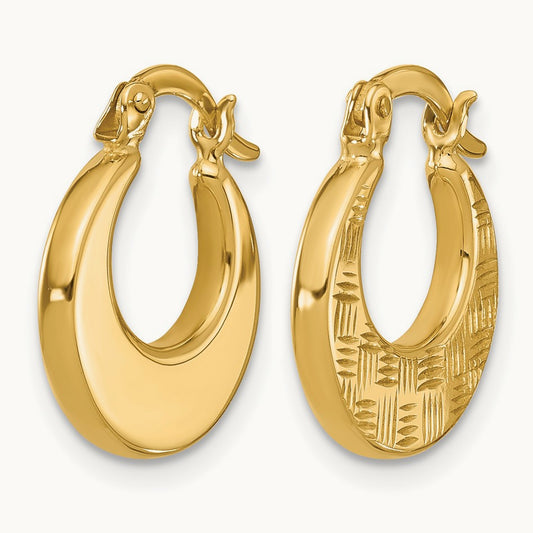 Polished and Diamond-cut Fancy Hoop Earrings, 10K — Leslie's