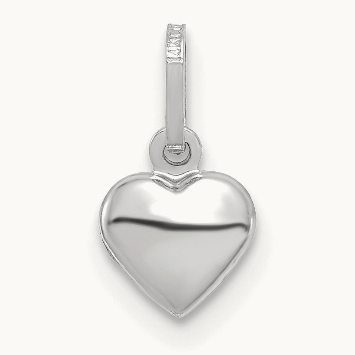 Polished 3-D Heart Charm — 14K White Gold