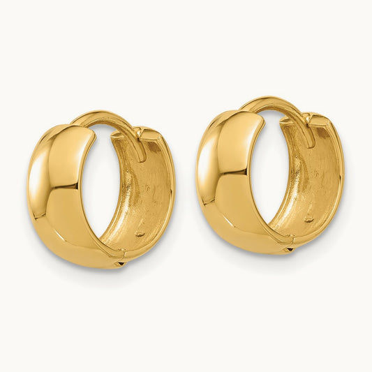 Polished Hinged Huggie Hoop Earrings, 14K