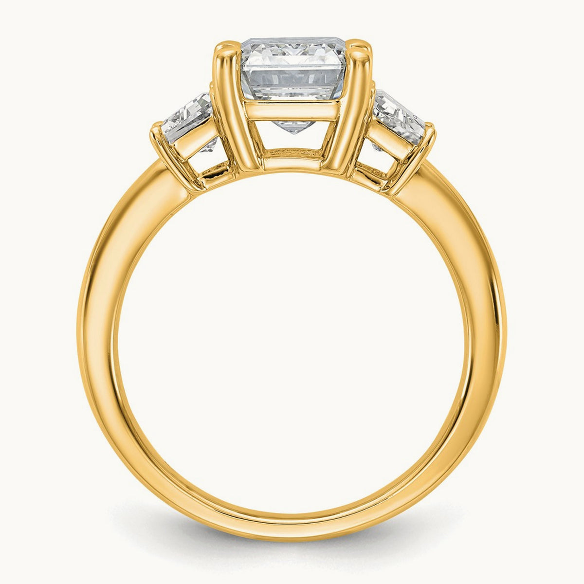 Emerald & Trapezoid Engagement Ring — 14K Yellow Gold, 4 ct, 7