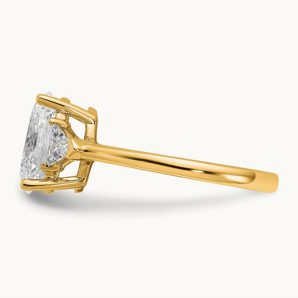 Oval & Trillion 3 Stone Engagement Ring, 1.50-4.00 ct tw Lab-Grown Diamond — 2 1/2 ct, 14K Yellow Gold