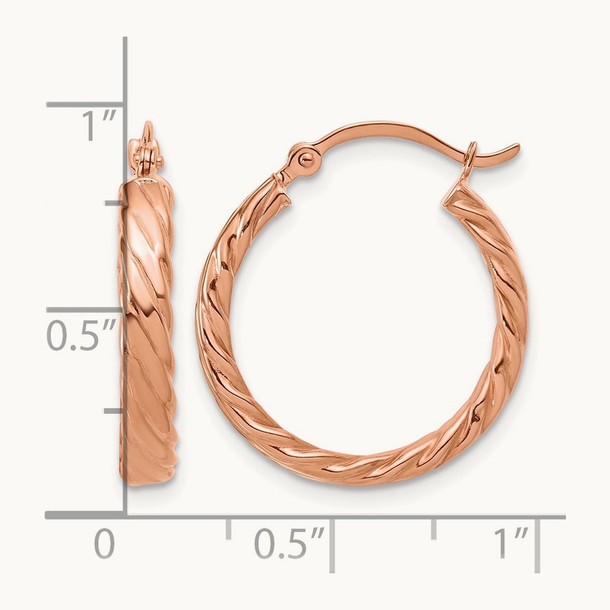 Small Patterned Hoop Earrings — 14K Rose Gold