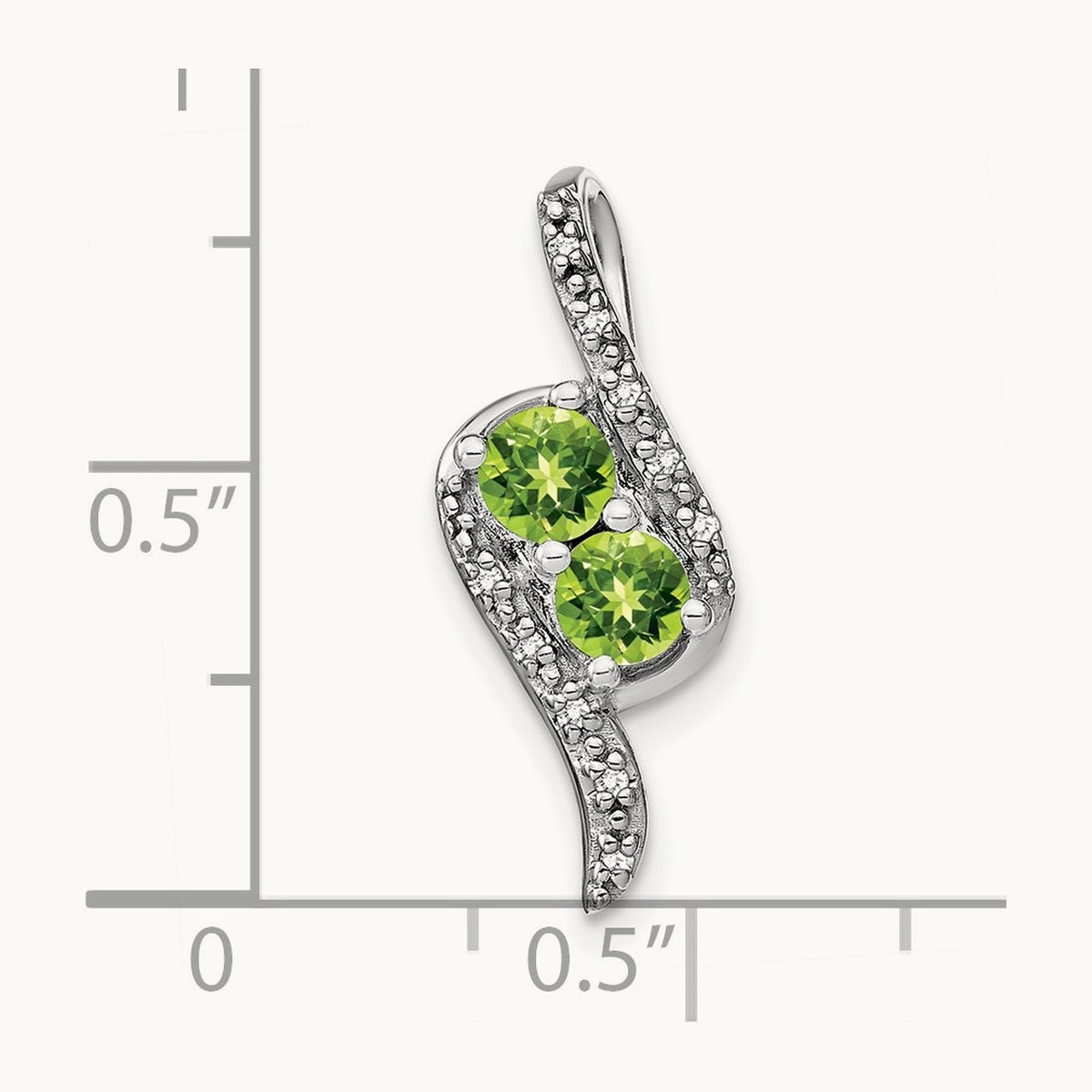 Peridot and Diamond Chain Slide, 14K White Gold