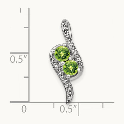 Peridot and Diamond Chain Slide, 14K White Gold