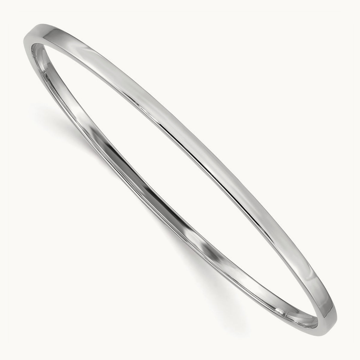 Polished Square Tube Slip-on Bangle — 14K White Gold