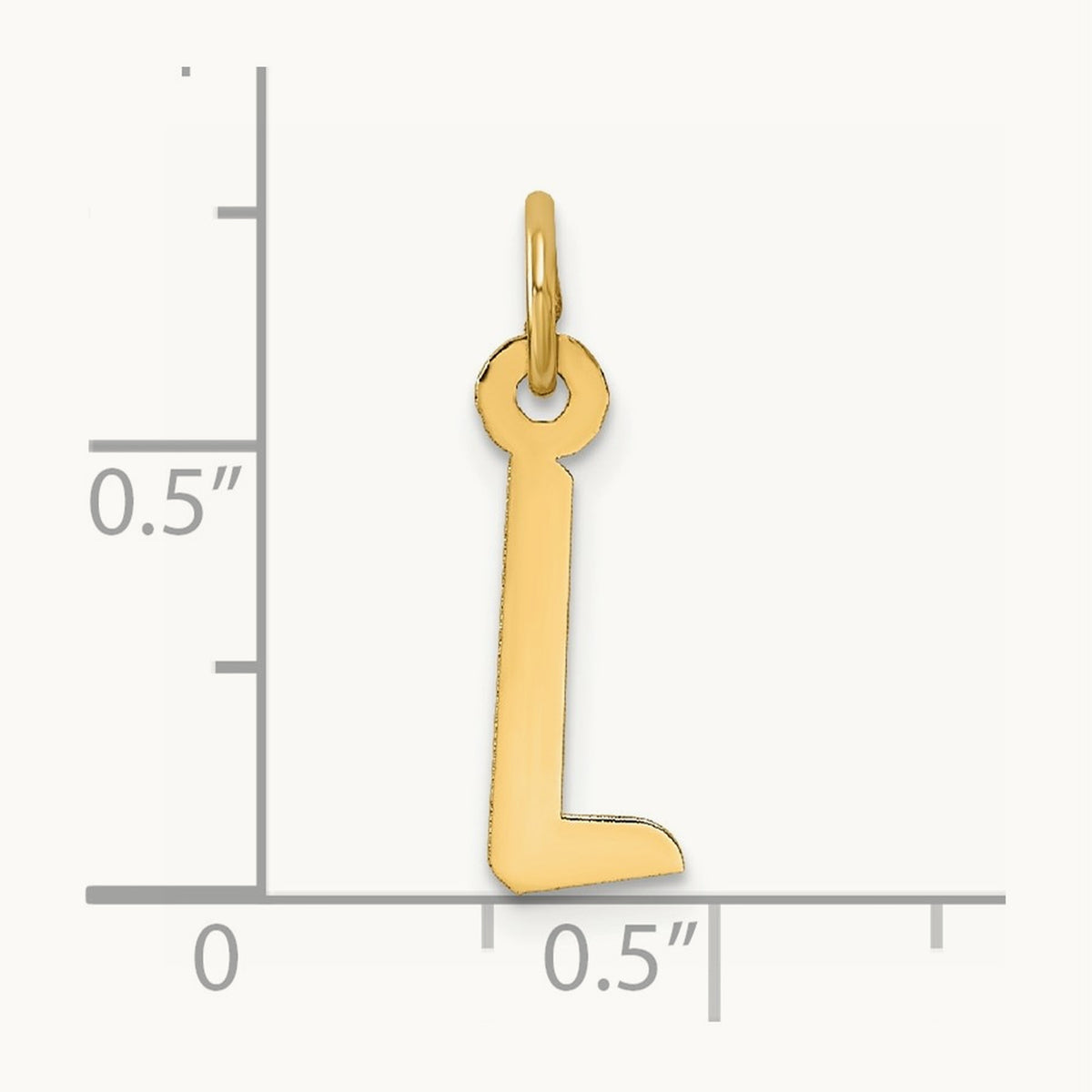 Slanted Block Initial Charm — 14K Yellow Gold, L