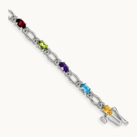 Diamond and Rainbow Bracelet, 14K White Gold