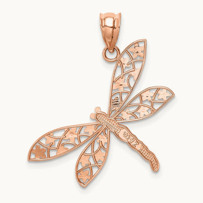 Filigree Dragonfly Pendant — 14K Rose Gold