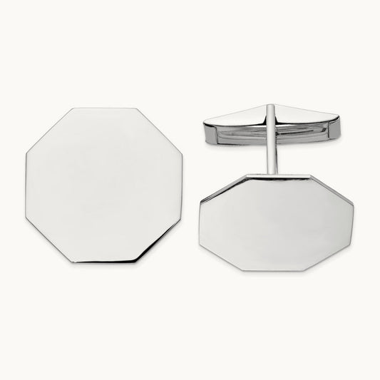 WG Men's Octagonal Cuff Links, 14K