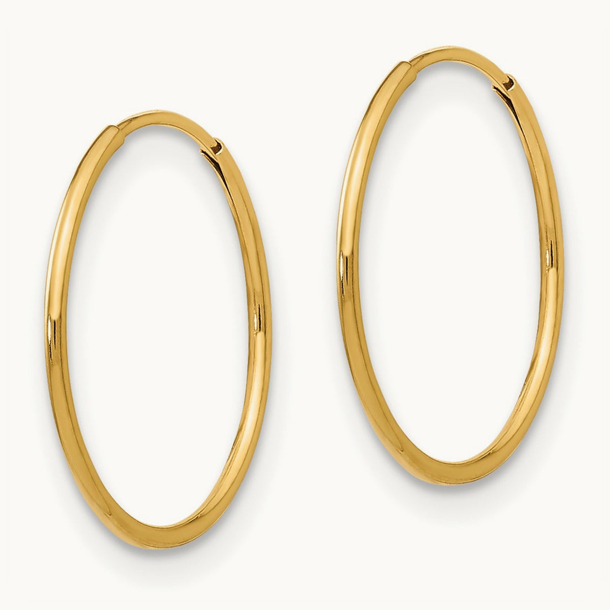 Endless Hoop Earrings — 14K Yellow Gold, 1mm